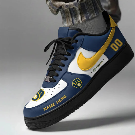 [HOMERUN DEAL] NEW CUSTOMIZED MLB15 MBS MILWAUKEE BREWERS AF1 SHOES