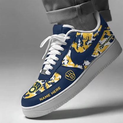 [HOMERUN DEAL] NEW CUSTOMIZED MLB15 MBS MILWAUKEE BREWERS AF1 SHOES