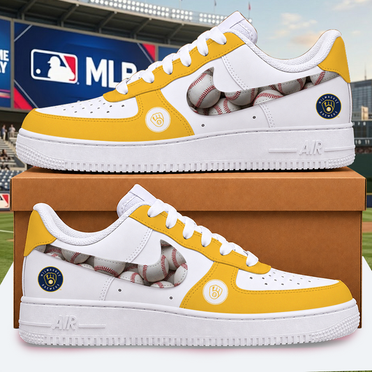 [HOMERUN DEAL] NEW CUSTOMIZED MLB15 MBS MILWAUKEE BREWERS AF1 SHOES