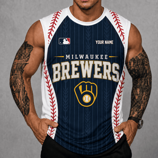 [HOMERUN DEAL] NEW CUSTOMIZED MLB15 MBS MILWAUKEE BREWERS TANK TOP & GYM SHIRT