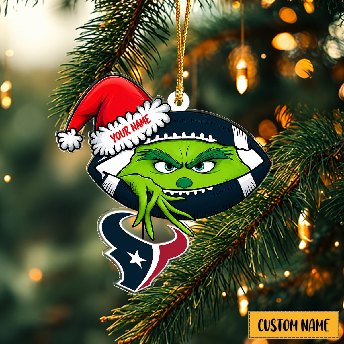 [TOUCHDOWN DEAL] NEW CUSTOMIZED NFL15 HTT HOUSTON TEXANS CHRISTMAS ACRYLIC ORNAMENT