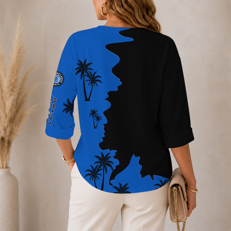 [HOT DEAL] NEW CUSTOMIZED NBA15 OMA ORLANDO MAGIC WOMEN'S V-NECK LONG SLEEVE SHIRT
