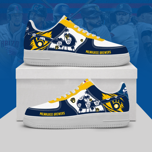 [HOMERUN DEAL] NEW CUSTOMIZED MLB15 MBS MILWAUKEE BREWERS AF1 SHOES