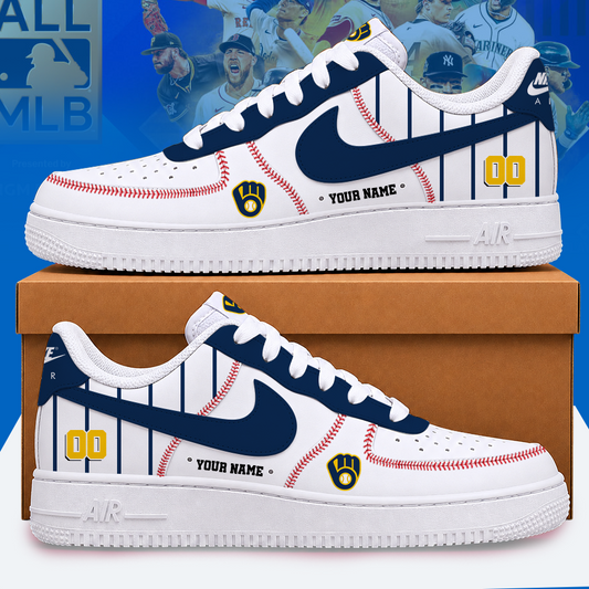 [HOMERUN DEAL] NEW CUSTOMIZED MLB15 MBS MILWAUKEE BREWERS AF1 SHOES