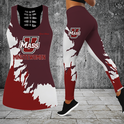 [HOOPS SPECIAL] NEW CUSTOMIZED NCAA CFH15 UMM UMASS MINUTEWOMEN HOLLOW TANK TOP & LEGGINGS SET