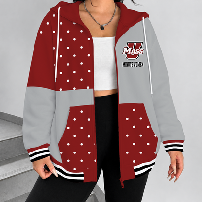 [HOOPS SPECIAL] NEW CUSTOMIZED NCAA CFH15 UMM UMASS MINUTEWOMEN STRAPPY ZIP HOODIE