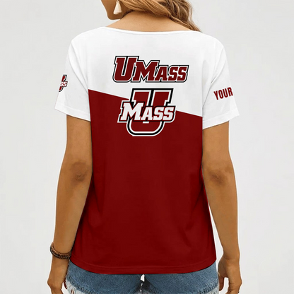 [HOOPS SPECIAL] NEW CUSTOMIZED NCAA CFH15 UMM UMASS MINUTEWOMEN V-NECK FEMALE SHIRT