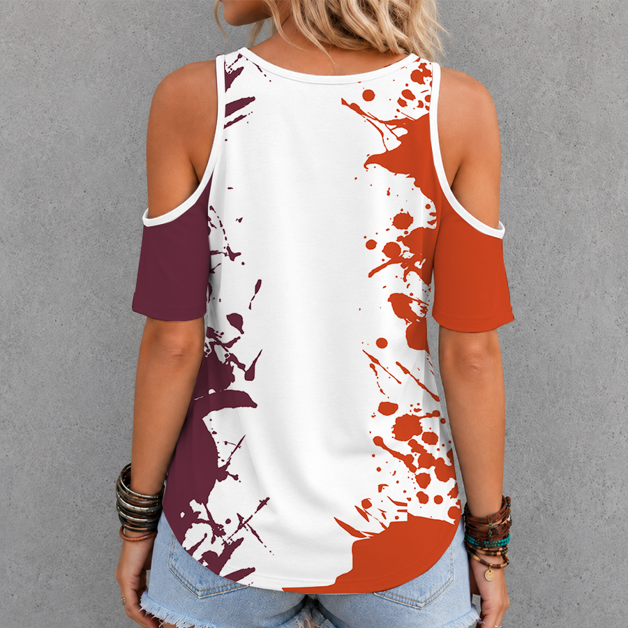[TOUCHDOWN DEAL]NEW CUSTOMIZED NCAA FBS15 VTH VIRGINIA TECH HOKIES CRISS CROSS V-NECK TOP