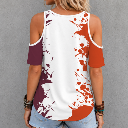 [TOUCHDOWN DEAL]NEW CUSTOMIZED NCAA FBS15 VTH VIRGINIA TECH HOKIES CRISS CROSS V-NECK TOP