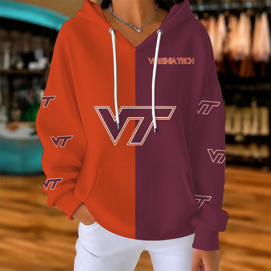 [TOUCHDOWN DEAL] NEW CUSTOMIZED NCAA FBS15 VTH VIRGINIA TECH HOKIES RIBBED HOODIE & SWEATSHIRT