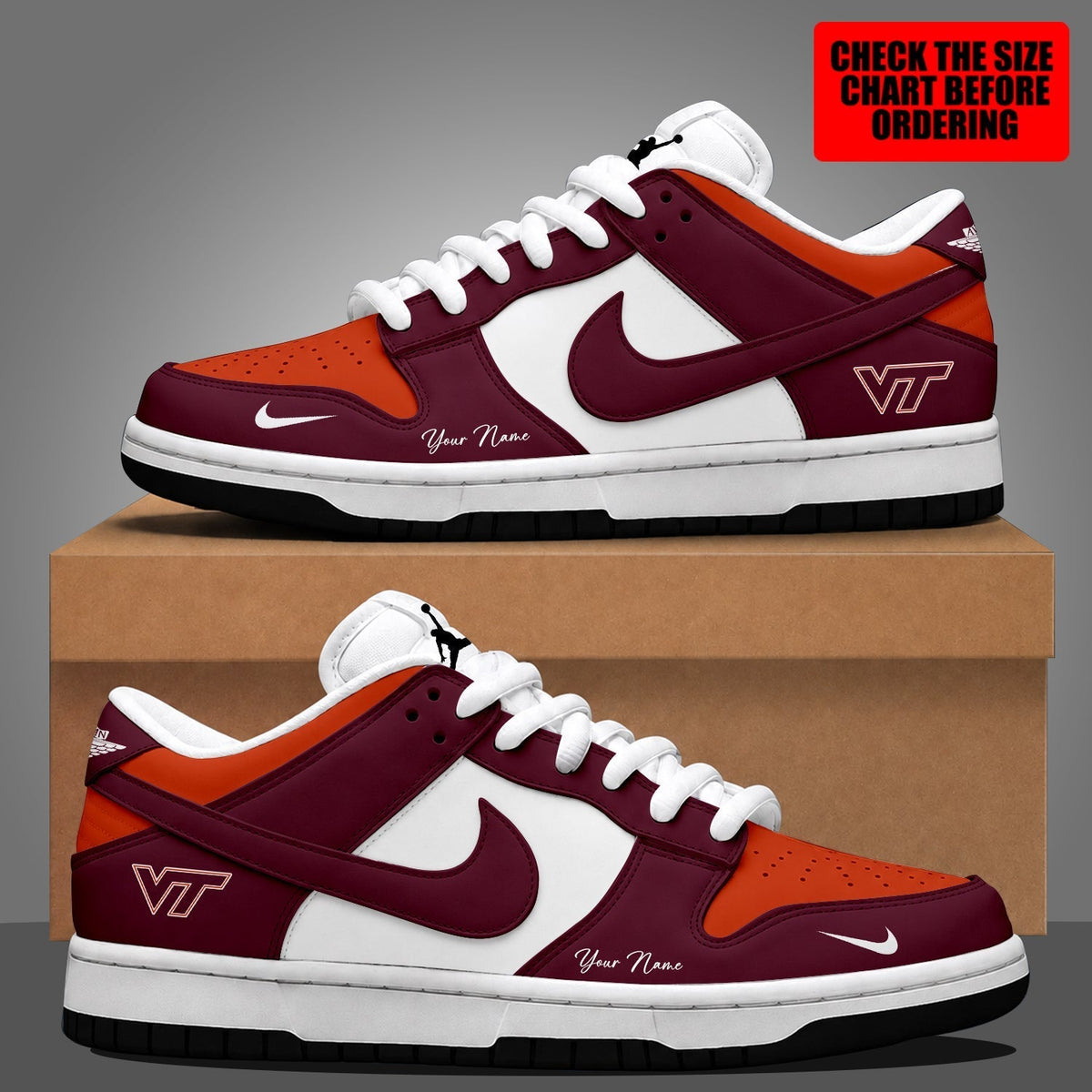 [TOUCHDOWN DEAL]NEW CUSTOMIZED NCAA FBS15 VTH VIRGINIA TECH HOKIES DUNK LOW SHOES