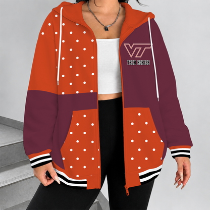 [TOUCHDOWN DEAL] NEW CUSTOMIZED NCAA FBS15 VTH VIRGINIA TECH HOKIES ZIP HOODIE