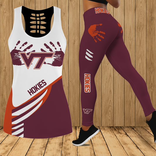 [TOUCHDOWN DEAL]NEW CUSTOMIZED NCAA FBS15 VTH VIRGINIA TECH HOKIES HOLLOW TANK TOP & LEGGINGS SET