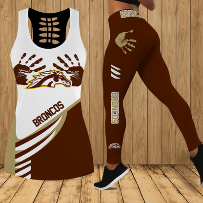 [PUCK DROP DEAL] NEW CUSTOMIZED NCAA MFF15 WMB WESTERN MICHIGAN BRONCOS HOLLOW TANK TOP & LEGGINGS SET