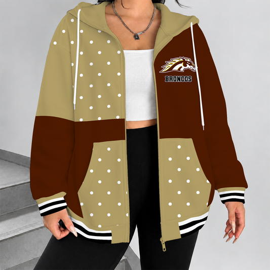 [PUCK DROP DEAL] NEW CUSTOMIZED NCAA MFF15 WMB WESTERN MICHIGAN BRONCOS STRAPPY ZIP HOODIE