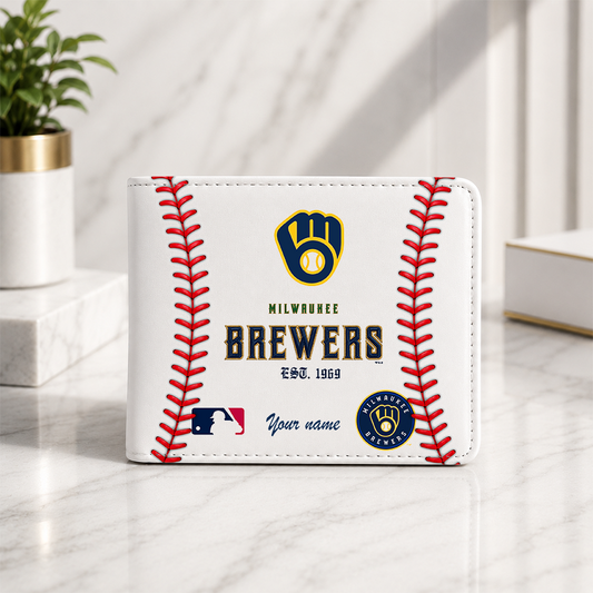 [HOMERUN DEAL] NEW CUSTOMIZED MLB15 MBS MILWAUKEE BREWERS LEATHER WALLET