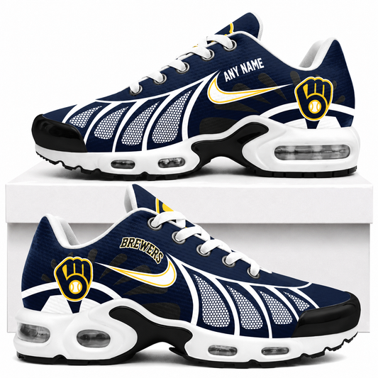 [HOMERUN DEAL] NEW CUSTOMIZED MLB15 MBS MILWAUKEE BREWERS AIR MAX PLUS SNEAKERS