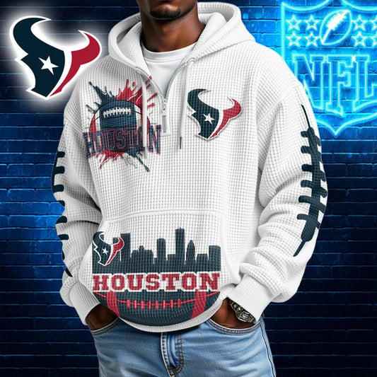 [TOUCHDOWN DEAL] NEW CUSTOMIZED NFL15 HTT HOUSTON TEXANS WAFFLE FULL ZIP HOODIE