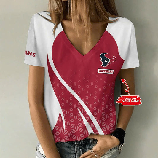 [TOUCHDOWN DEAL] NEW CUSTOMIZED NFL15 HTT HOUSTON TEXANS V-NECK FEMALE SHIRT