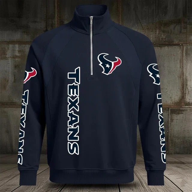 [SPECIAL OFFER] NEW CUSTOMIZED NFL15 HTT HOUSTON TEXANS MEN'S MULTICOLOR QUARTER-ZIP PULLOVER