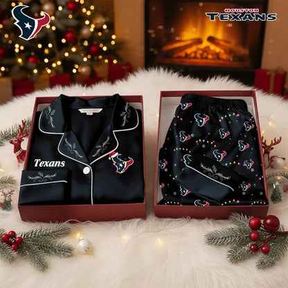 [TOUCHDOWN DEAL] NEW CUSTOMIZED NFL15 HTT HOUSTON TEXANS LONG-SLEEVE PAJAMA SET