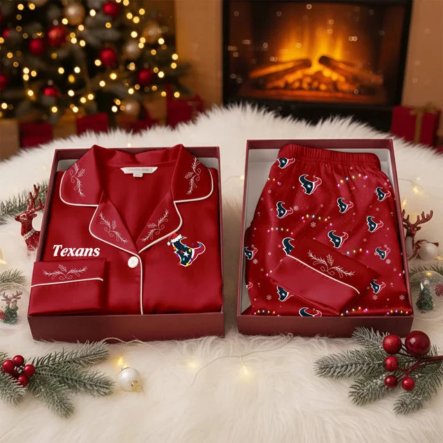 [TOUCHDOWN DEAL] NEW CUSTOMIZED NFL15 HTT HOUSTON TEXANS LONG-SLEEVE PAJAMA SET