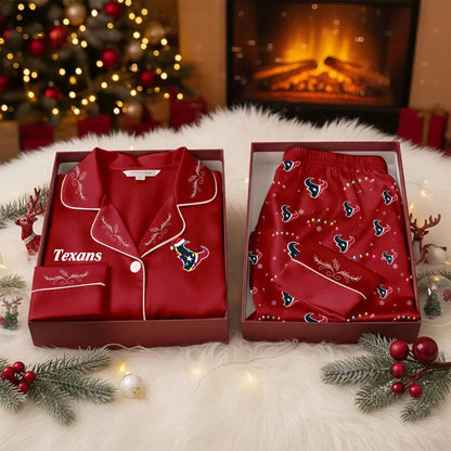 [TOUCHDOWN DEAL] NEW CUSTOMIZED NFL15 HTT HOUSTON TEXANS LONG-SLEEVE PAJAMA SET