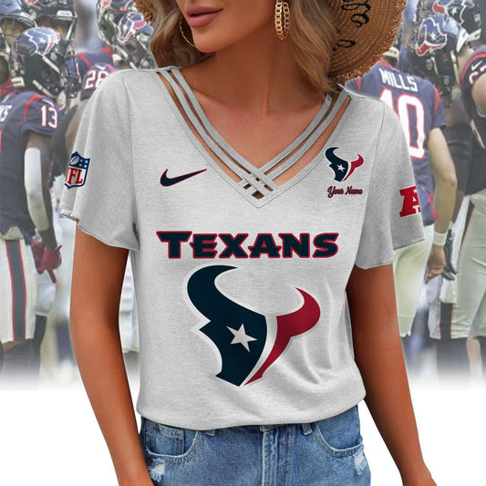 [TOUCHDOWN DEAL] NEW CUSTOMIZED NFL15 HTT HOUSTON TEXANS V-NECK SHIRT
