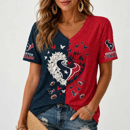 [TOUCHDOWN DEAL] NEW CUSTOMIZED NFL15 HTT HOUSTON TEXANS V-NECK FEMALE SHIRT