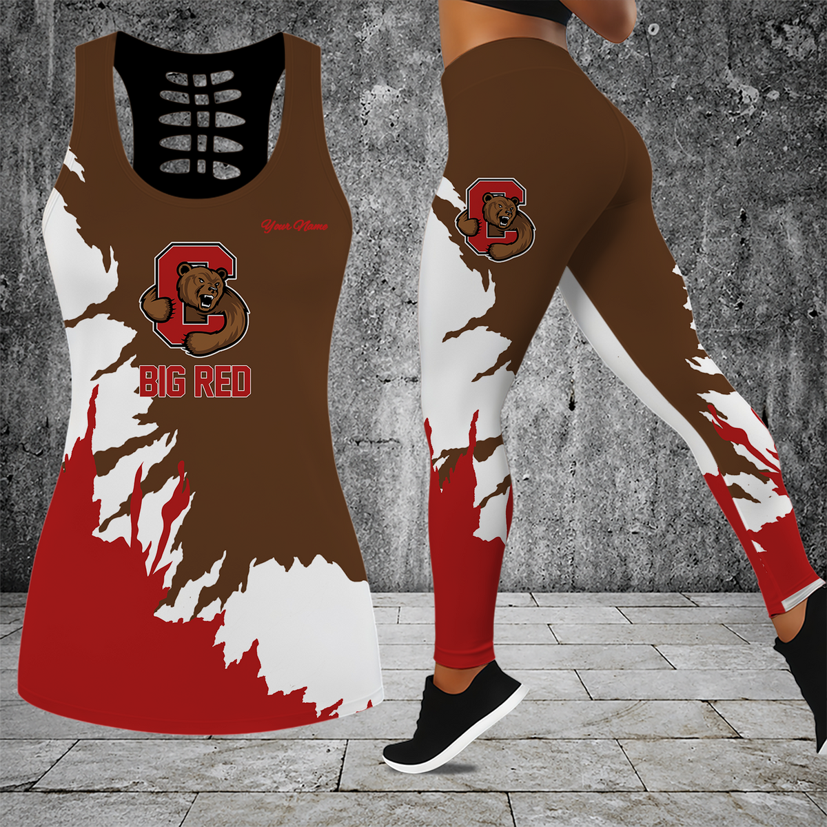 [PUCK DROP DEAL] NEW CUSTOMIZED NCAA MFF16 CBR CORNELL BIG RED HOLLOW TANK TOP & LEGGINGS SET
