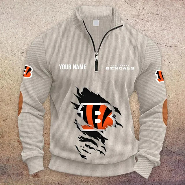 [TOUCHDOWN DEAL] NEW CUSTOMIZED NFL16 CCB CINCINNATI BENGALS MULTICOLOR STRIPED QUATER ZIP SWEATSHIRT