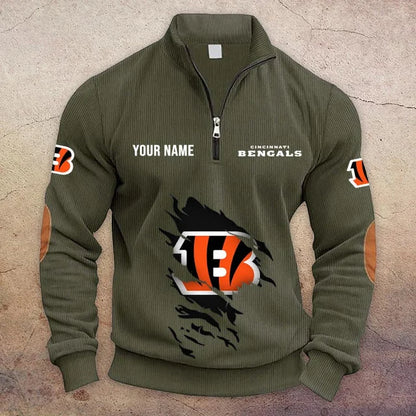 [TOUCHDOWN DEAL] NEW CUSTOMIZED NFL16 CCB CINCINNATI BENGALS MULTICOLOR STRIPED QUATER ZIP SWEATSHIRT