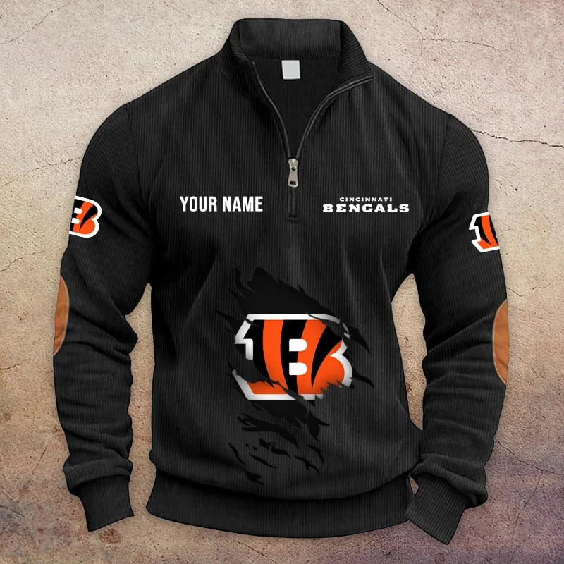 [TOUCHDOWN DEAL] NEW CUSTOMIZED NFL16 CCB CINCINNATI BENGALS MULTICOLOR STRIPED QUATER ZIP SWEATSHIRT