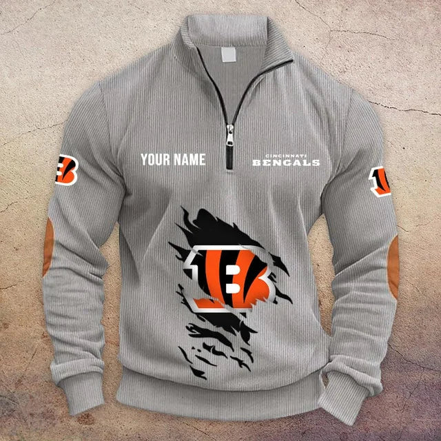 [TOUCHDOWN DEAL] NEW CUSTOMIZED NFL16 CCB CINCINNATI BENGALS MULTICOLOR STRIPED QUATER ZIP SWEATSHIRT