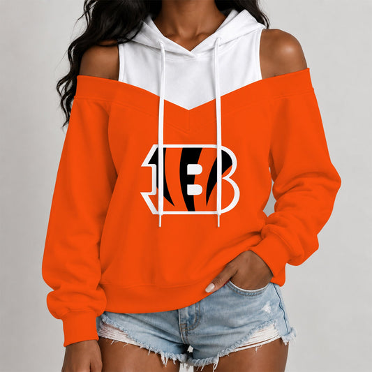 [TOUCHDOWN DEAL] NEW CUSTOMIZED NFL16 CCB THE BENGALS WOMEN'S OFF-SHOULDER HOODIE