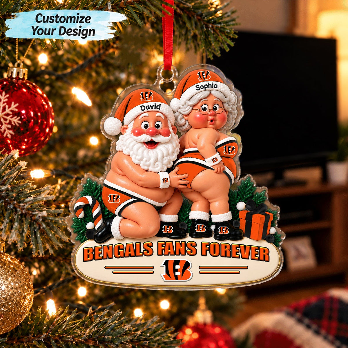 [TOUCHDOWN DEAL] NEW CUSTOMIZED NFL16 CCB CINCINNATI BENGALS CHRISTMAS ACRYLIC ORNAMENT