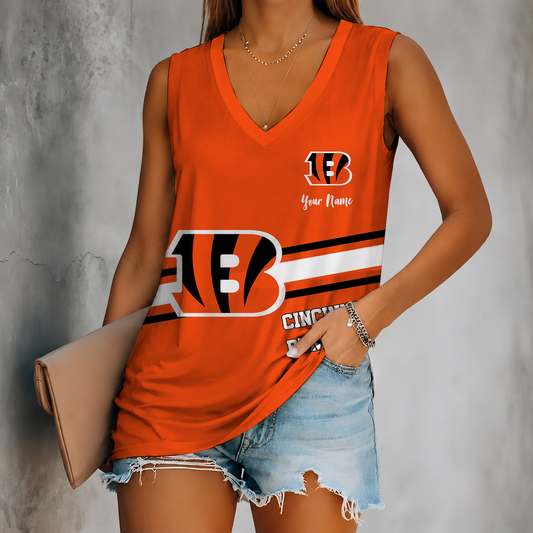 [TOUCHDOWN DEAL] NEW CUSTOMIZED NFL16 CCB CINCINNATI BENGALS WOMEN'S V-NECK TANK TOP