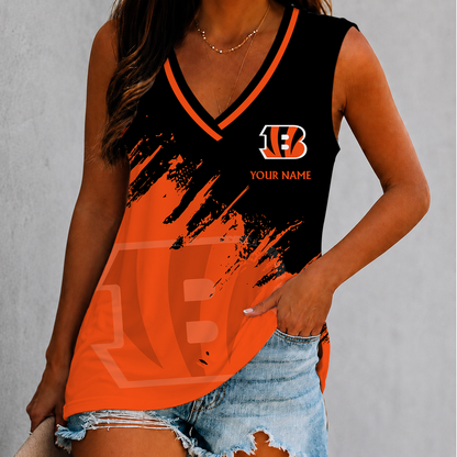 [TOUCHDOWN DEAL] NEW CUSTOMIZED NFL16 CCB CINCINNATI BENGALS WOMEN'S V-NECK TANK TOP