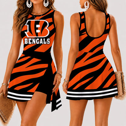 [SPECIAL OFFER] NEW CUSTOMIZED NFL16 CCB CINCINNATI BENGALS WOMEN'S SUMMER SKORT DRESS