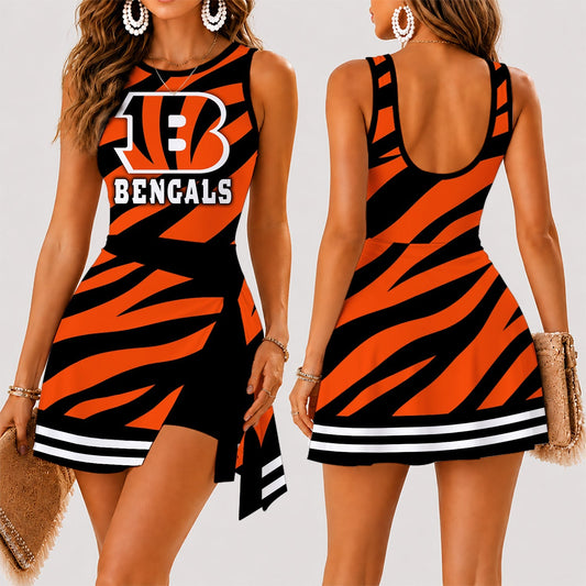 [TOUCHDOWN DEAL] NEW CUSTOMIZED NFL16 CCB CINCINNATI BENGALS WOMEN'S SUMMER SKORT DRESS