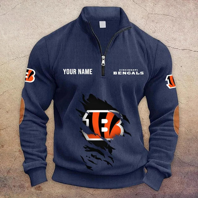 [TOUCHDOWN DEAL] NEW CUSTOMIZED NFL16 CCB CINCINNATI BENGALS MULTICOLOR STRIPED QUATER ZIP SWEATSHIRT