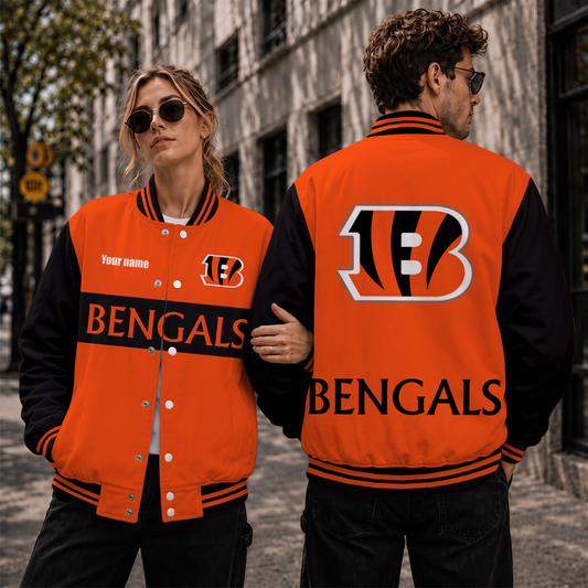 [TOUCHDOWN DEAL] NEW CUSTOMIZED NFL16 CCB CINCINNATI BENGALS SATIN VARSITY & BASEBALL JACKET