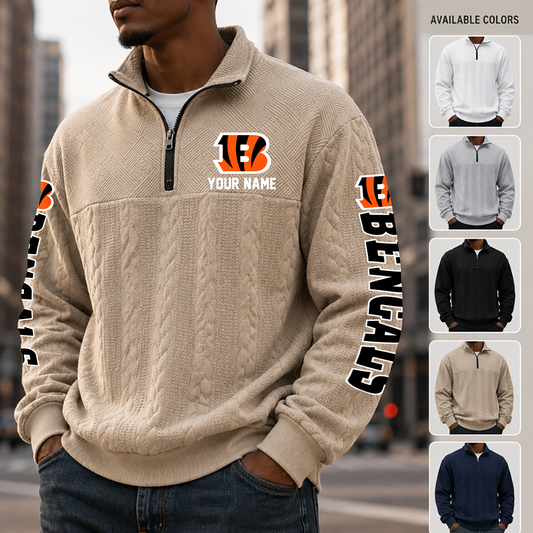 [TOUCHDOWN DEAL] NEW CUSTOMIZED NFL16 CCB CINCINNATI BENGALS MULTICOLOR QUARTER-ZIP SWEATSHIRT