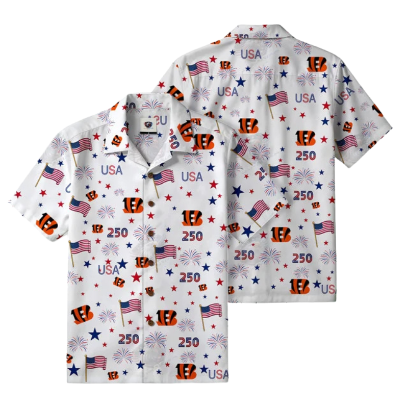 [TOUCHDOWN DEAL] NEW CUSTOMIZED NFL16 CCB CINCINNATI BENGALS PATRIOTIC 250 USA HAWAIIAN SHIRT