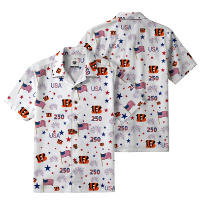 [TOUCHDOWN DEAL] NEW CUSTOMIZED NFL16 CCB CINCINNATI BENGALS PATRIOTIC 250 USA HAWAIIAN SHIRT