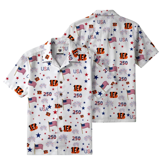 [TOUCHDOWN DEAL] NEW CUSTOMIZED NFL16 CCB CINCINNATI BENGALS PATRIOTIC 250 USA HAWAIIAN SHIRT