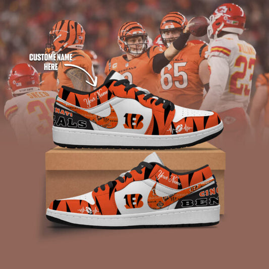 [TOUCHDOWN DEAL] NEW CUSTOMIZED NFL16 CCB CINCINNATI BENGALS AIR JORDAN LOW SHOES