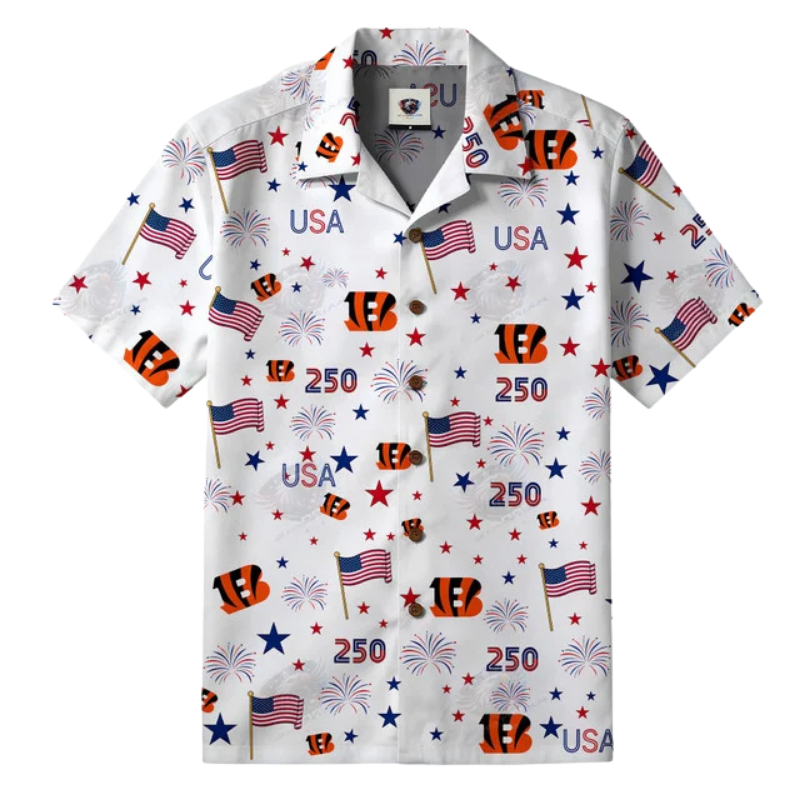 [TOUCHDOWN DEAL] NEW CUSTOMIZED NFL16 CCB CINCINNATI BENGALS PATRIOTIC 250 USA HAWAIIAN SHIRT