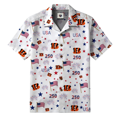 [TOUCHDOWN DEAL] NEW CUSTOMIZED NFL16 CCB CINCINNATI BENGALS PATRIOTIC 250 USA HAWAIIAN SHIRT