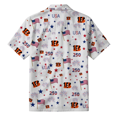 [TOUCHDOWN DEAL] NEW CUSTOMIZED NFL16 CCB CINCINNATI BENGALS PATRIOTIC 250 USA HAWAIIAN SHIRT